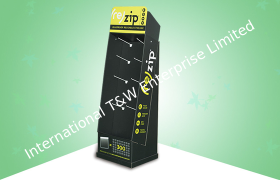 سعر جيد Promoting Corrugated Display Stands , Cardboard Floor Display Stands With Plastic Hook الانترنت