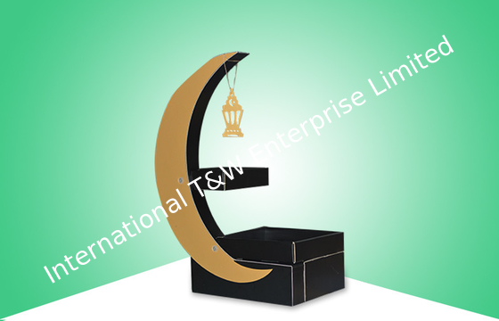 سعر جيد Eye-catching Cardboard Display Moon Shape Model With Shelf for Selling Kids Candy الانترنت