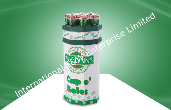 سعر جيد 8 Faces  Recyclable Corrugated Cardboard Dump Bins Glossy / Matt PP Lamination For Cup Snacks الانترنت
