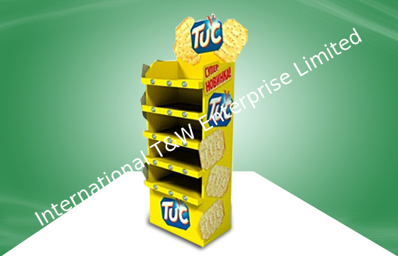 سعر جيد Yellow CMYK Offset Printing POS Cardboard Display Stands With Five Shelf For Food الانترنت